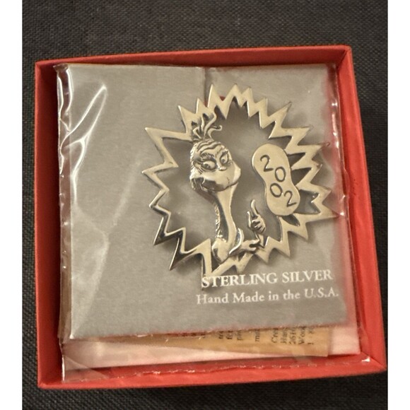 Hand & Hammer 2002 Dr Seuss Grinch Sterling Silver Christmas Ornament Rare! - Picture 2 of 14